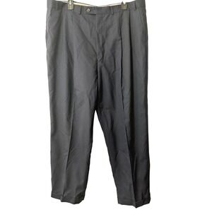 VTG Chaps Ralph Lauren Super 100s Wool Dress Pants Navy Blue Pleated Men 40x32